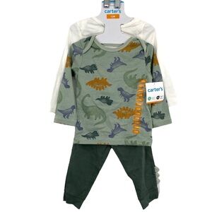 Carter’s Toddler 3pc Layette Set Dinosaur Green 12 Months New